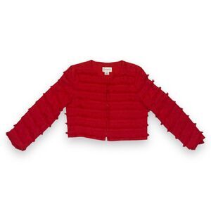 Club Monaco Red Rabah Linen Fringe Jacket - Women's Size Small